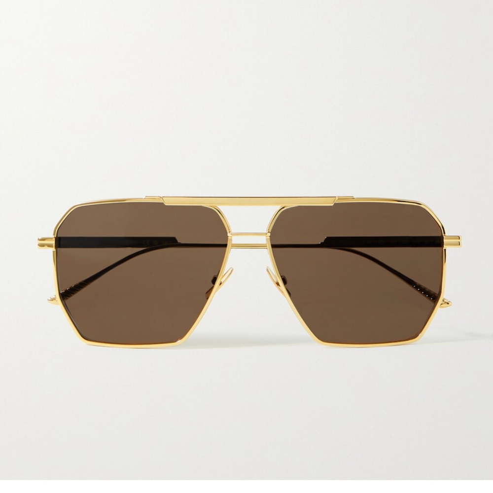 Bottega Veneta Original Aviator-Style Gold Tone Sunglasses